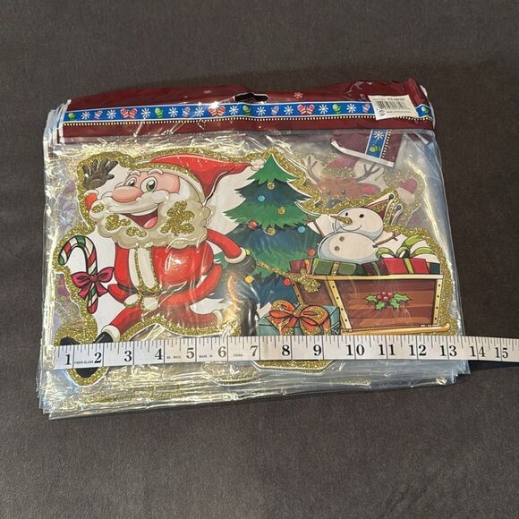 Christmas Window Decorations Assorted Santa Reindeer Double Sided (12pack) NEW - Picture 12 of 16